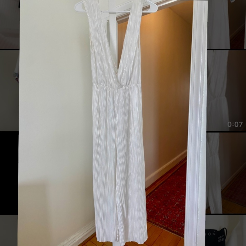 White satin jumpsuit